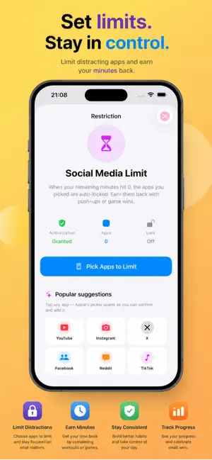 Fitaway: Screen Time Control screenshot 1