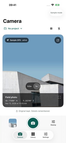 GPS Camera: Fieldnote Screenshot 1 of 9