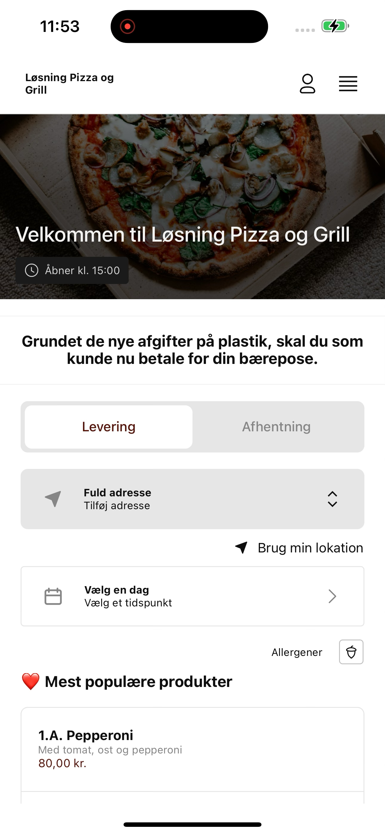 Løsning Pizza og Grill