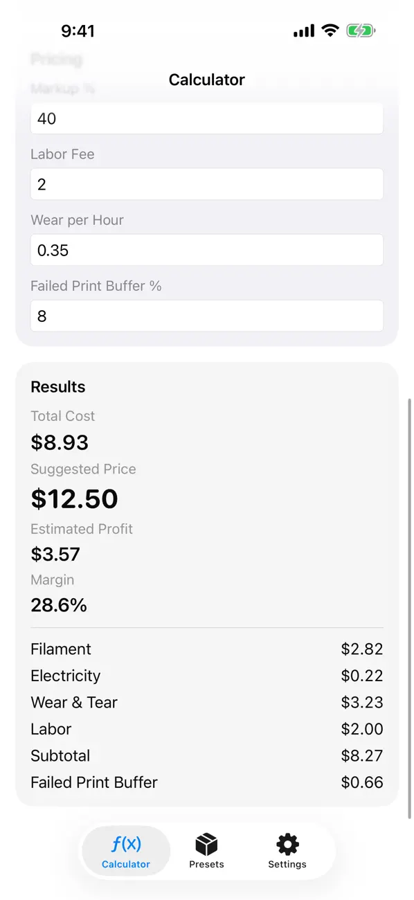 Screenshot #2 pour Sundee 3D Print Cost