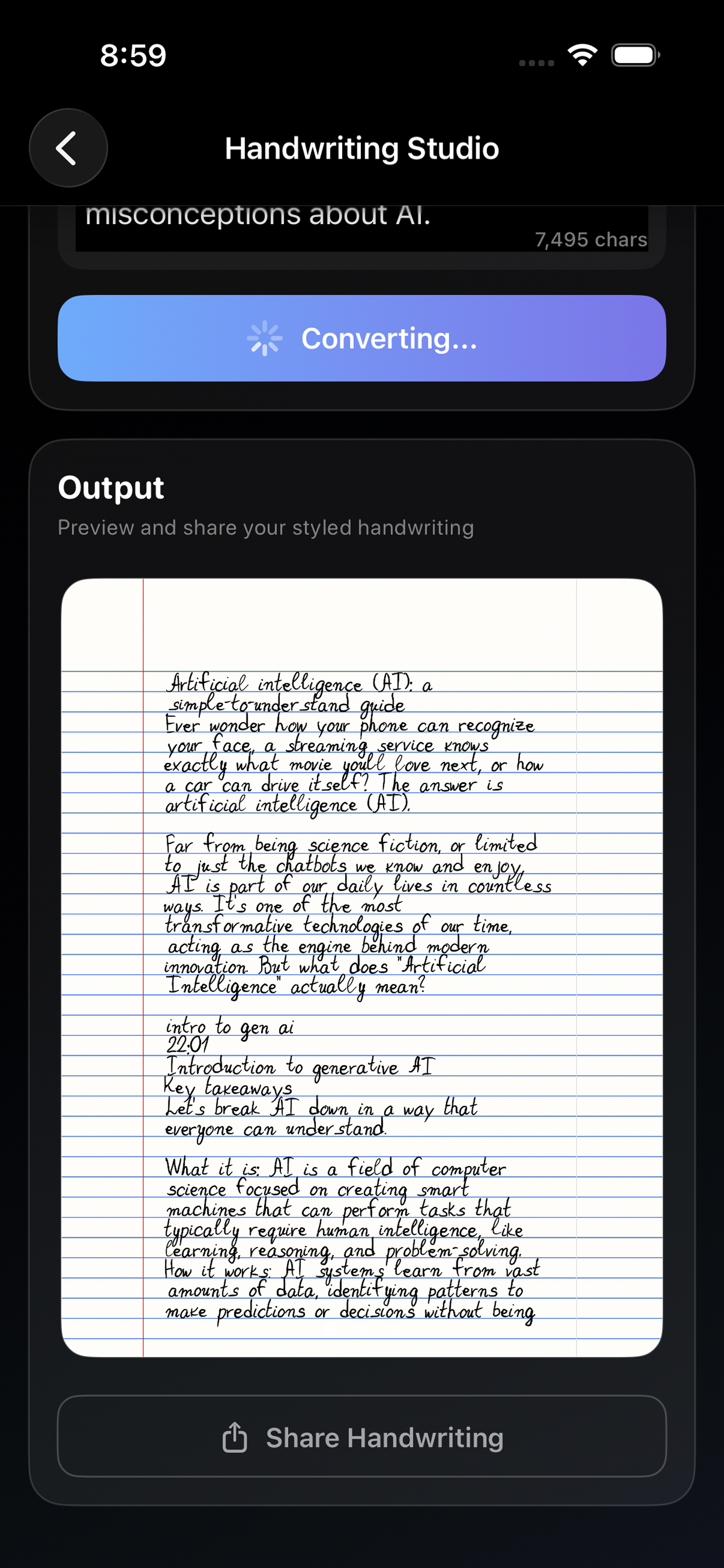 Handwritten Quick Notes