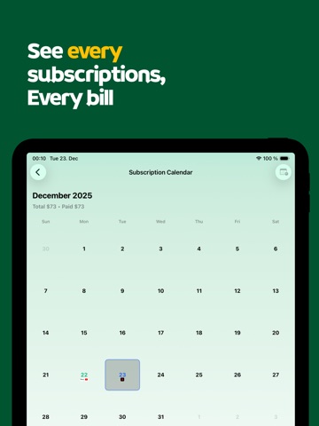 Subscription Manager・Sub iPad screenshot