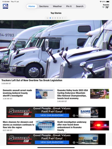 WSLS 10 News - Roanoke iPad screenshot
