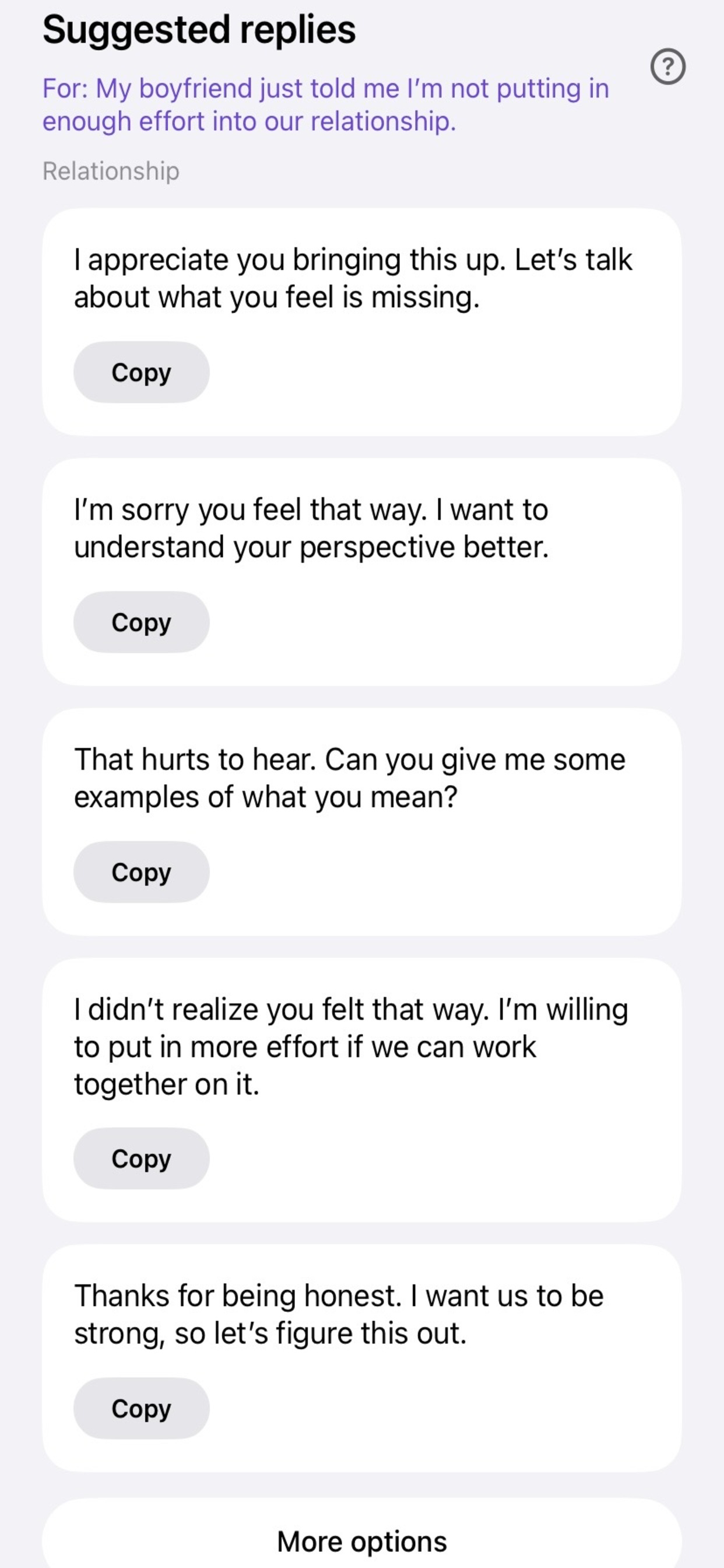 What do I say next?