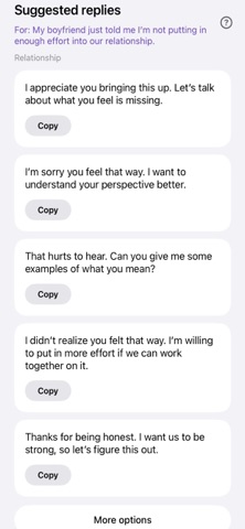 What do I say next? screenshot