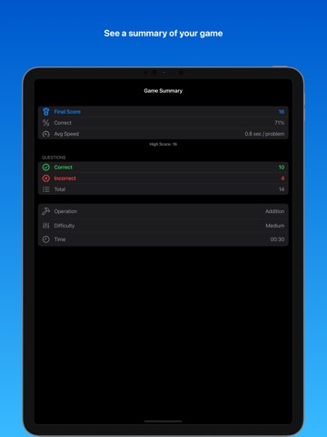 Mental Math Practice & Games iPad screenshot