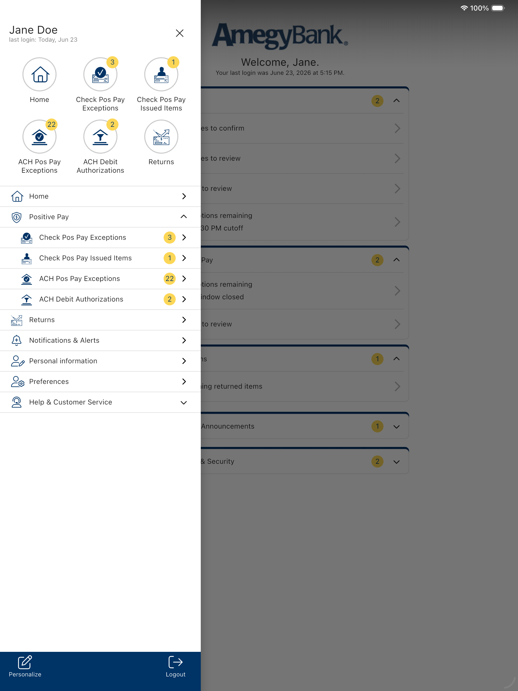Amegy Bank Positive Pay screenshot 10