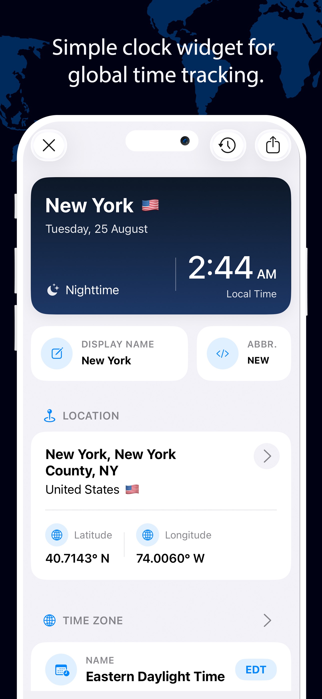 Screenshot 1 of World Clock & Global Time