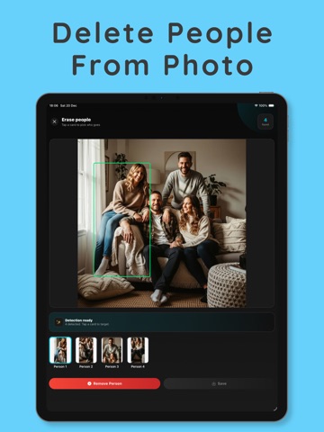 Erase people from photos iPad screenshot