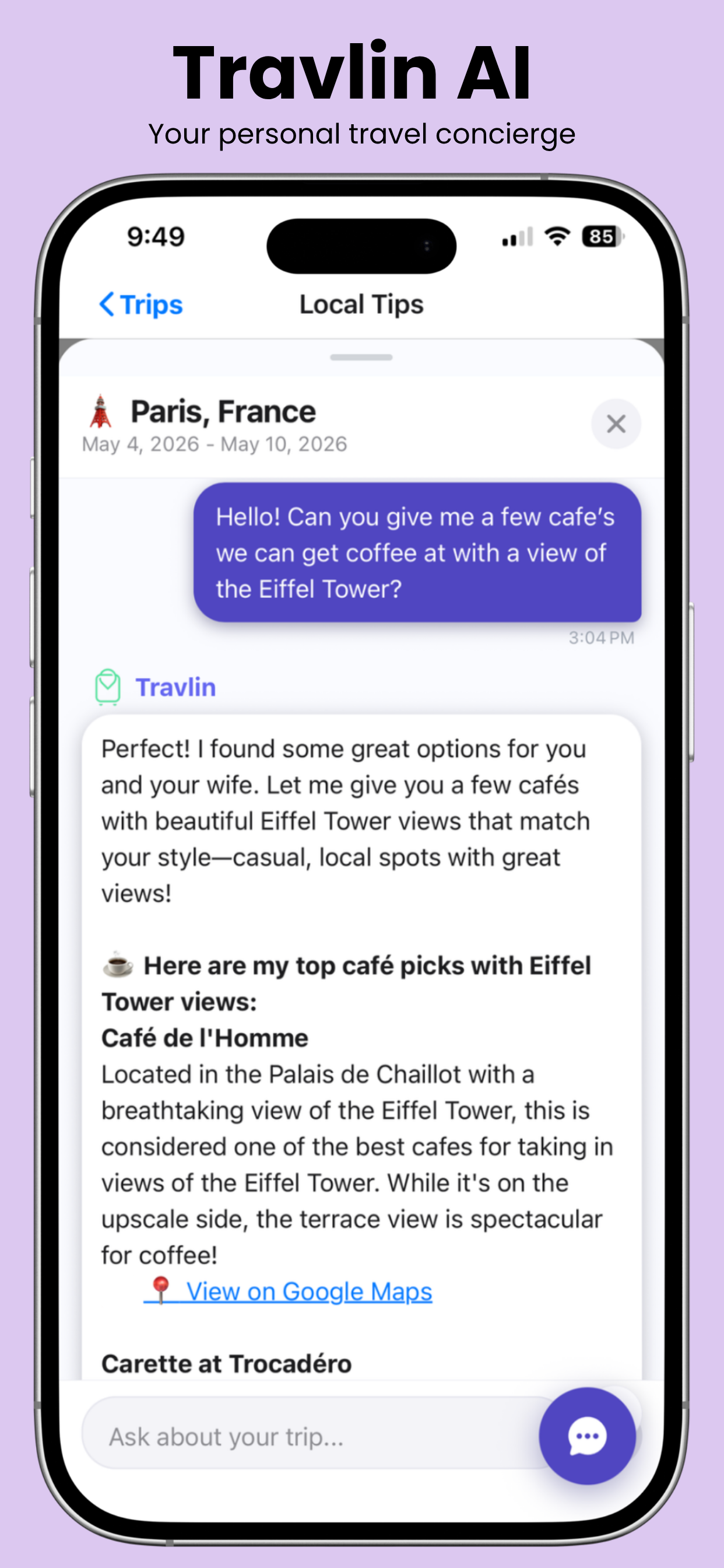 Travlin - AI Travel Assistant screenshot 3