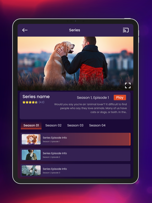 Purple Playlist Player iPad screenshot 4 - Entertainment app