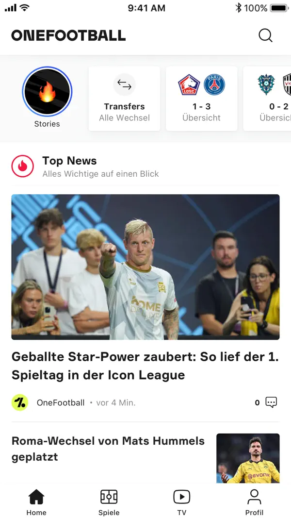 OneFootball - Fußball News iPhone App Screenshot 1 – Sport