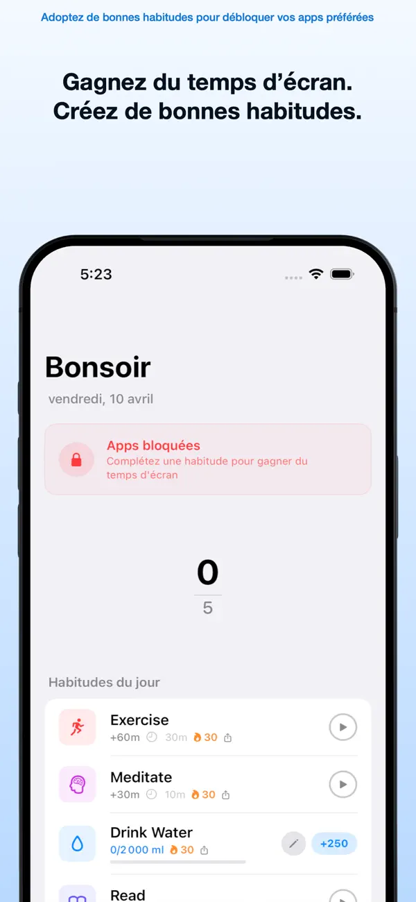 Screenshot #1 pour HabitBlocker: Earn Screen Time