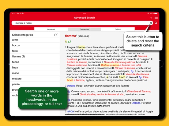 Dizionario Italiano Gabrielli iPad screenshot