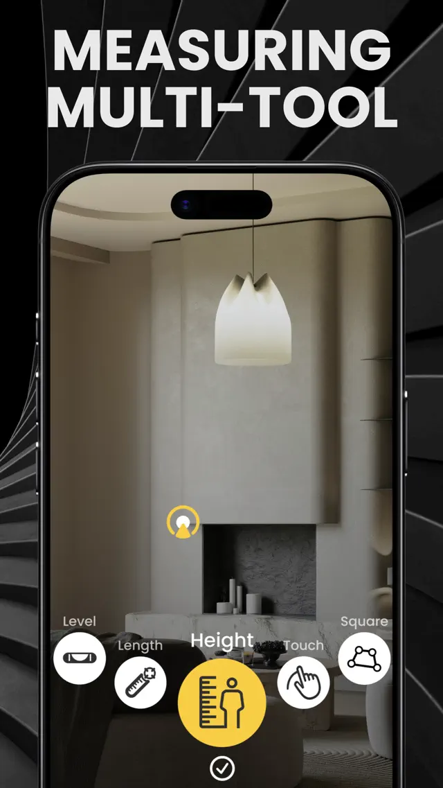 Digital bubble level on iPhone, spirit level for hanging frames
