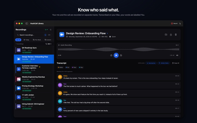 HushCall: Local AI Notetaker screenshot 1