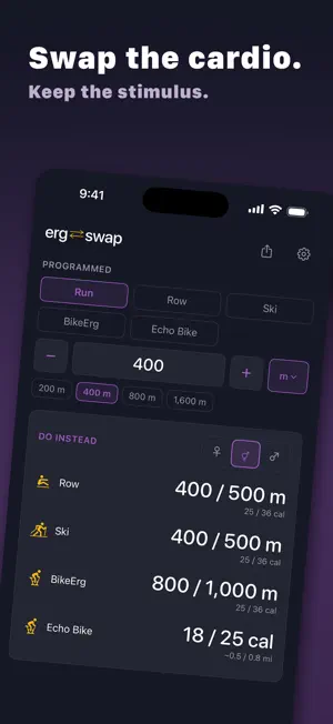 ErgSwap: Cardio Converter screenshot 1