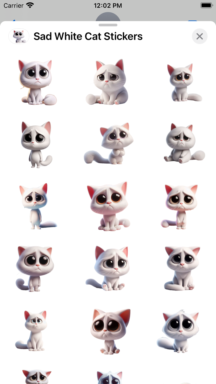 Sad White Cat Stickers