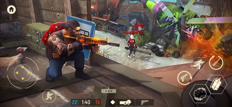 Tacticool:5v5 Tactical Shooter - The app showcases detailed character models with customizable weapons and immersive destructible environments in intense outdoor skirmishes.