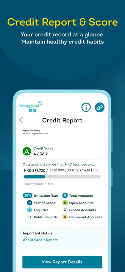 Screenshot 4 di 6 di TransUnion HK Credit Report