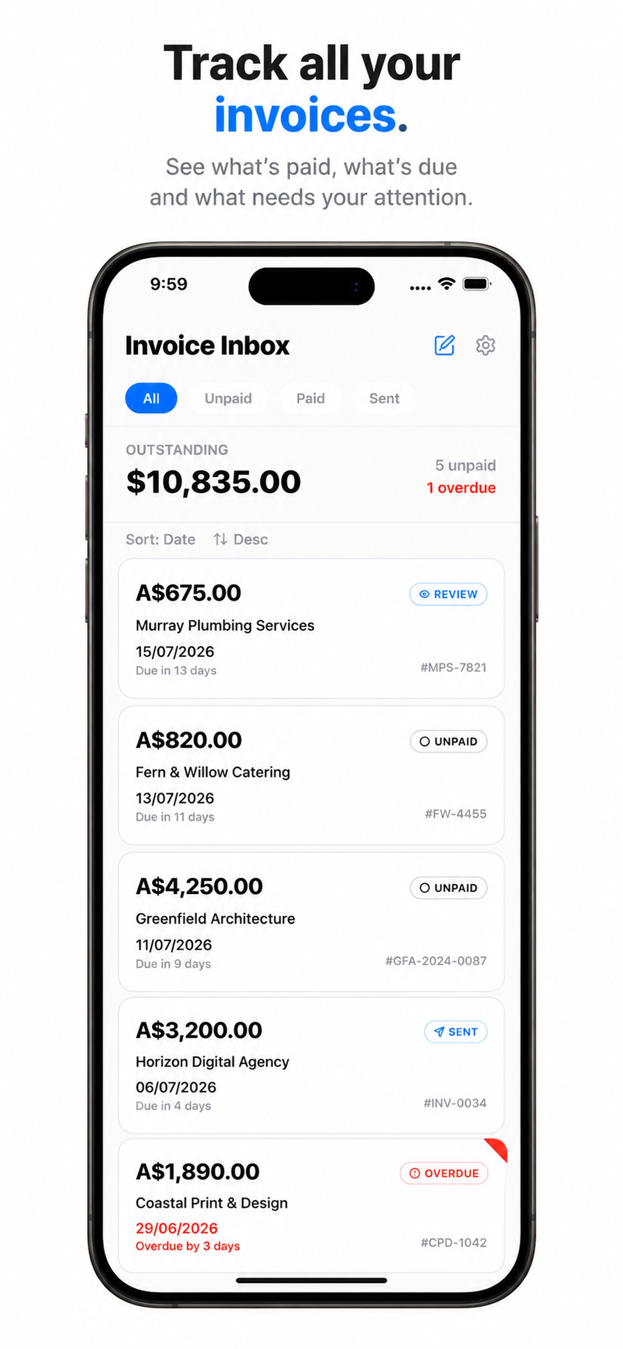 Screenshot 1 of Invoice Inbox Pro