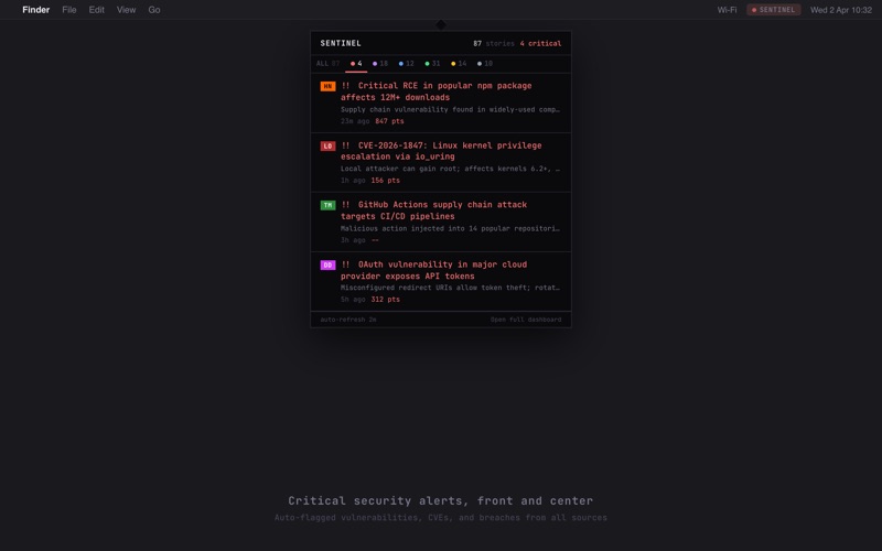 Sentinel Feed screenshot