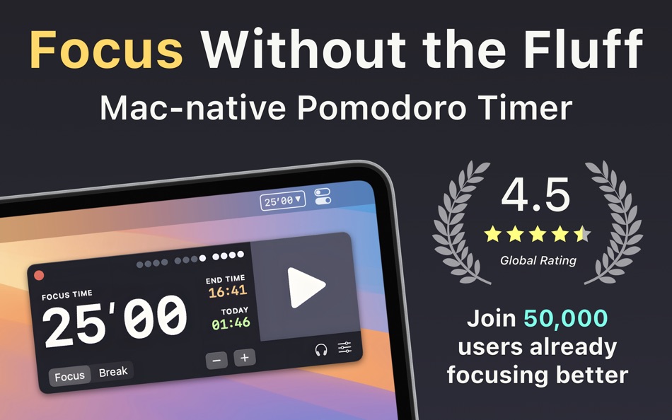 #1. Focusito: Pomodoro Focus Timer (macOS) 由: VLADYSLAV GOROKHOVSKYI