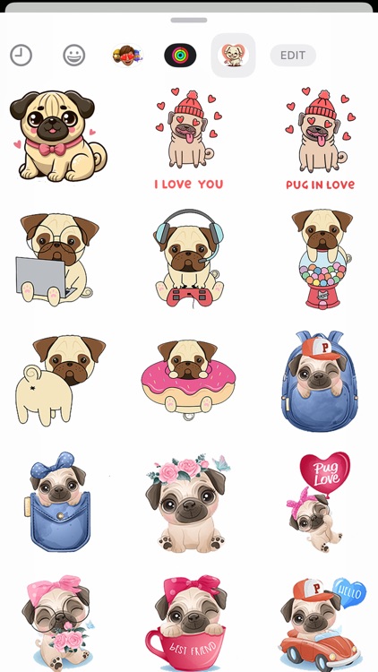 Cute Pug Dog Stickers