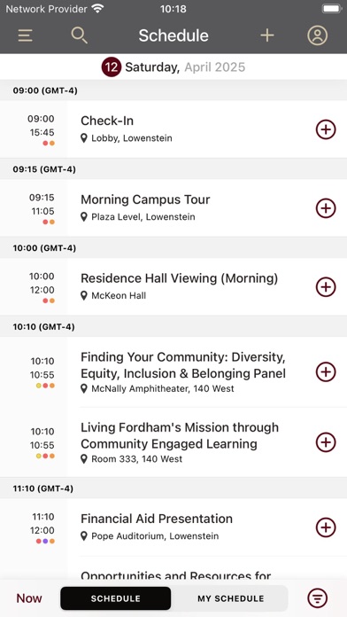 Fordham Admission Events Screenshot