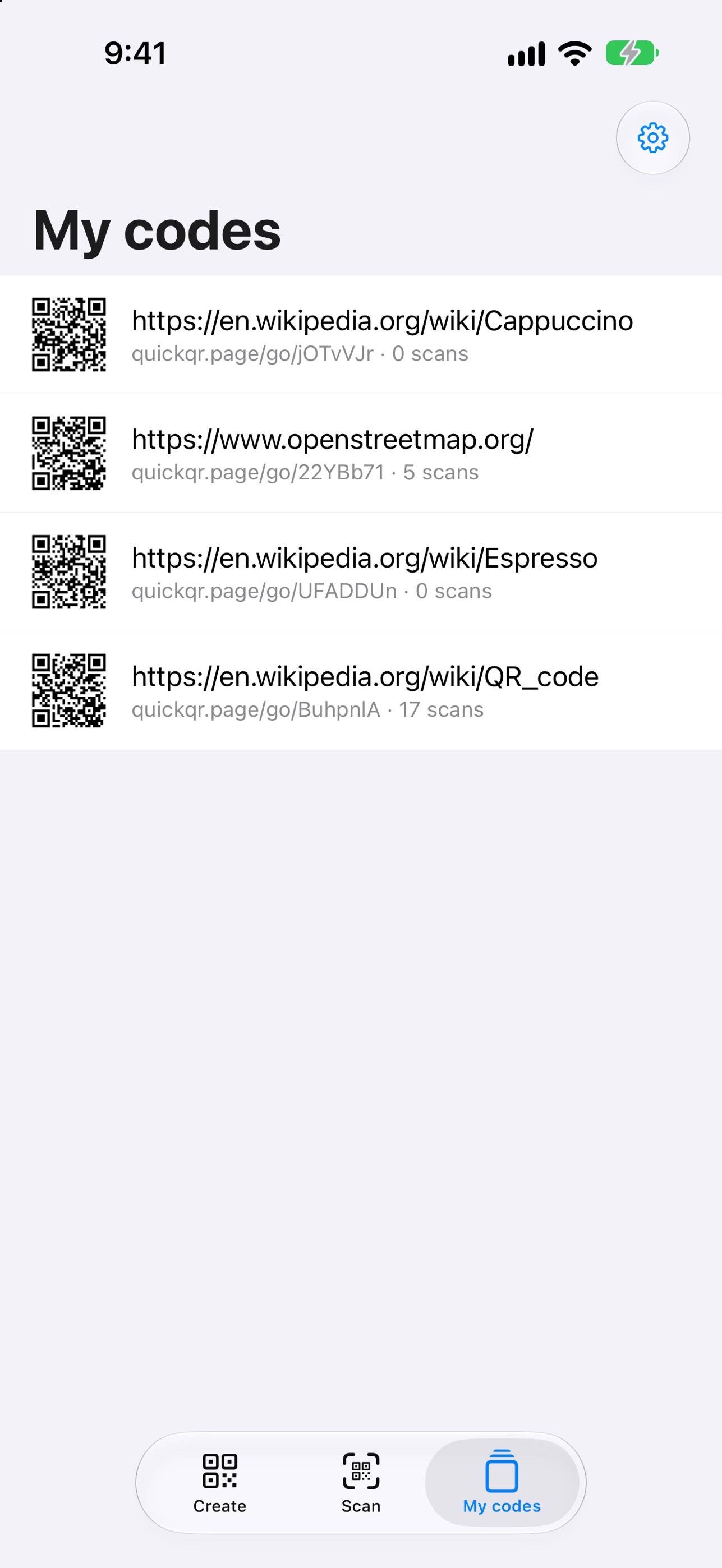 Screenshot 1 of QuickQR – QR Code Generator