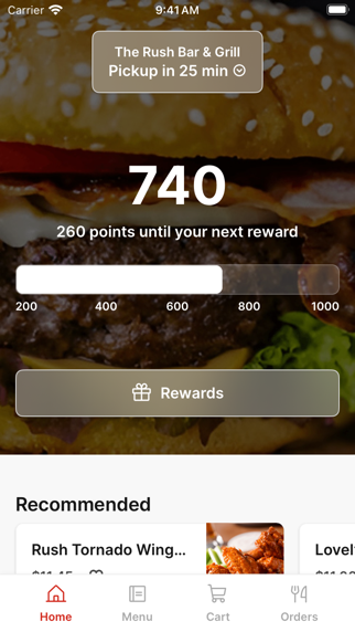 The Rush Bar & Grill iPhone screenshot 1 - Food & Drink app