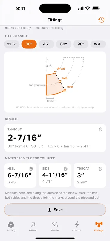 Pipe Offset Calculator! screenshot 3 of 7