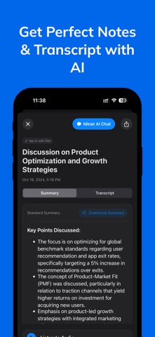 AI Meeting Note Taker - Minat iPhone screenshot