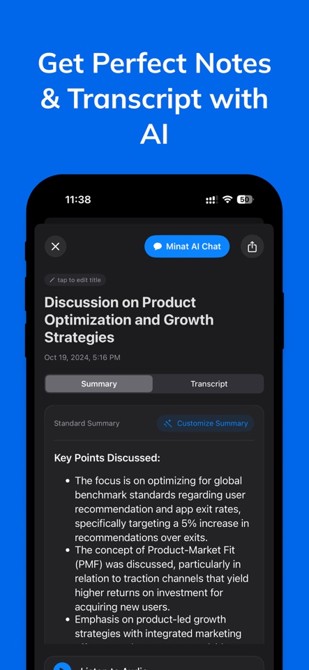 AI Meeting Note Taker - Minat screenshot 1