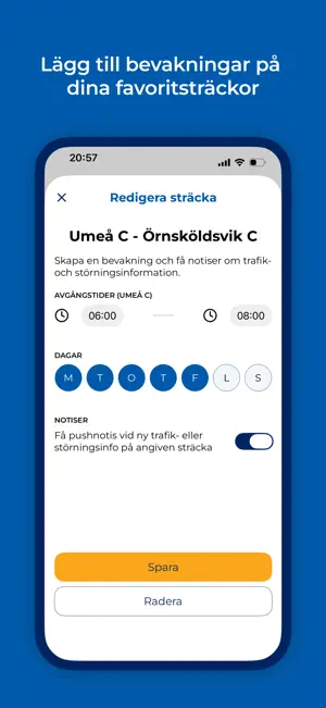 Norrtåg Trafikinformation screenshot 2