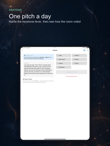 Swaydar: Daily Influence Game iPad screenshot