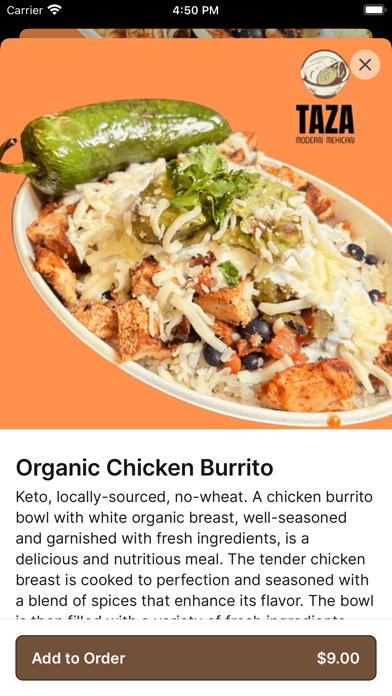 Taza Mexican Grill iPhone screenshot 3 - Food & Drink app