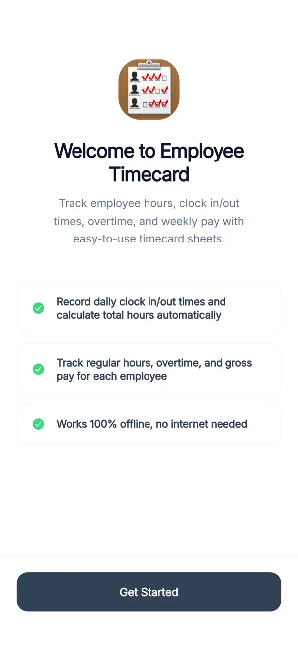 Screenshot #1 pour Employee Timesheet