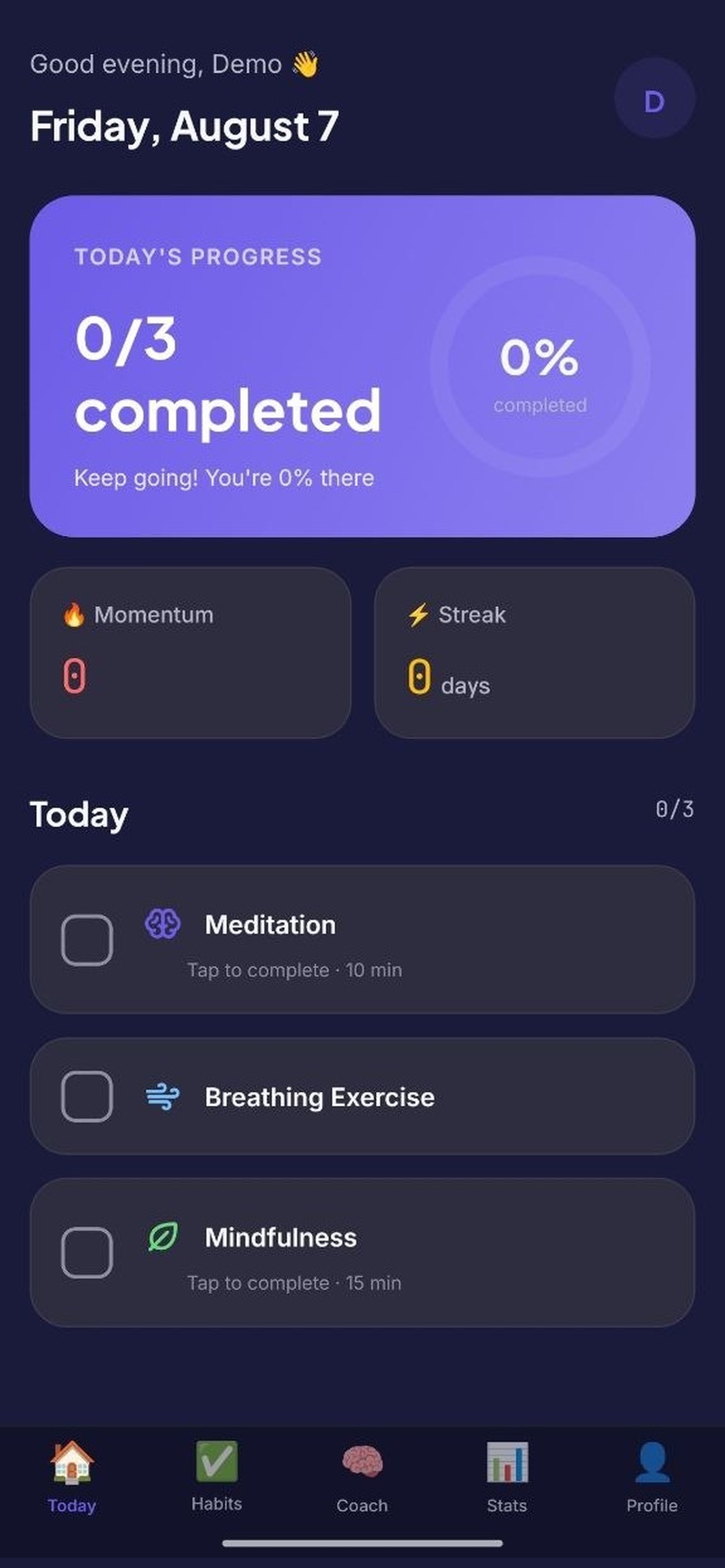 Screenshot 1 of Accustom - Daily Habit Coach