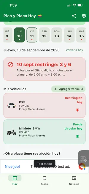PicoYPlaca Colombia screenshot 3