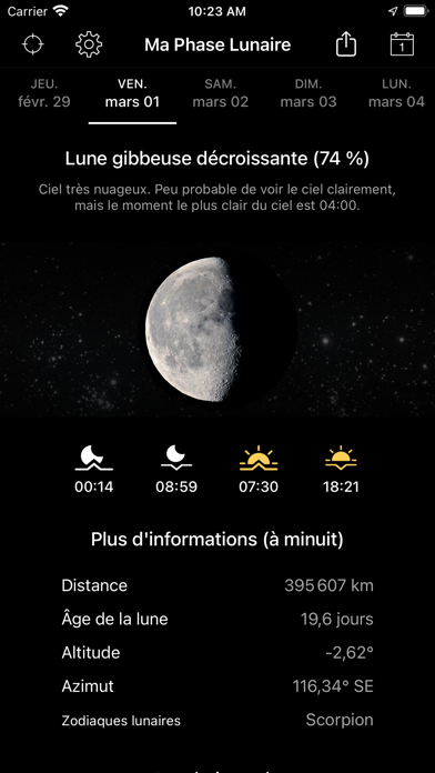 Screenshot #1 pour My Moon Phase Pro - Alerts