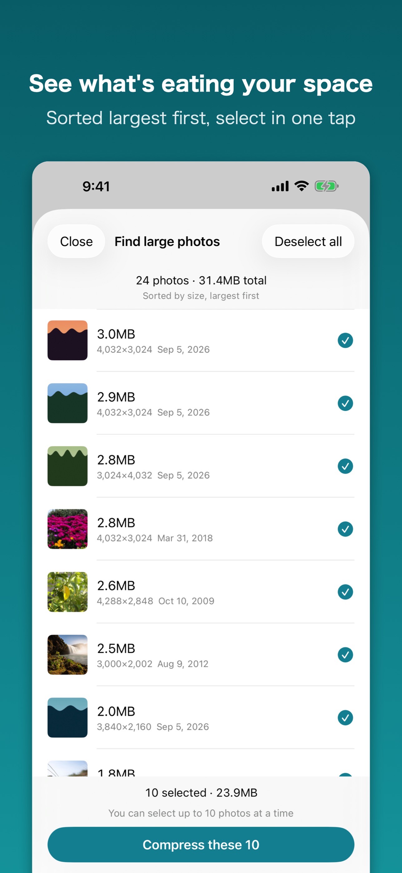 Screenshot 1 of Photo Slim: Compress Photos