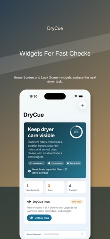 DryCue Dryer Care iPhone screenshot