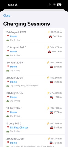 My EV Stats screenshot