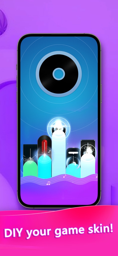 Beat Piano Music EDM Tiles - Users can unleash creativity with DIY game skin customization, choosing from diverse tile designs and background aesthetics for a unique look.