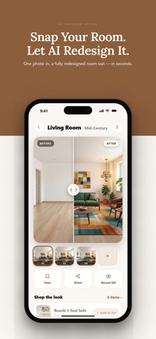 Roomique: AI Interior Design iPhone screenshot