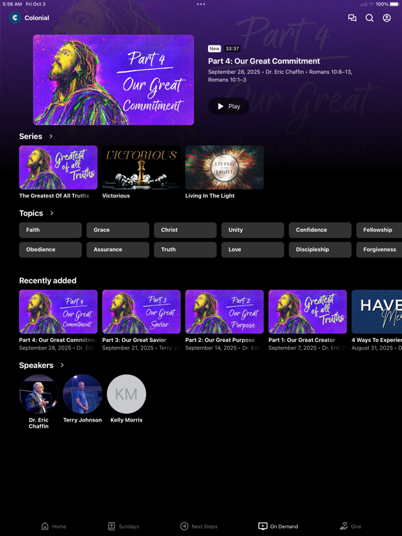Colonial Church Wichita Falls iPad screenshot 4 - Education app