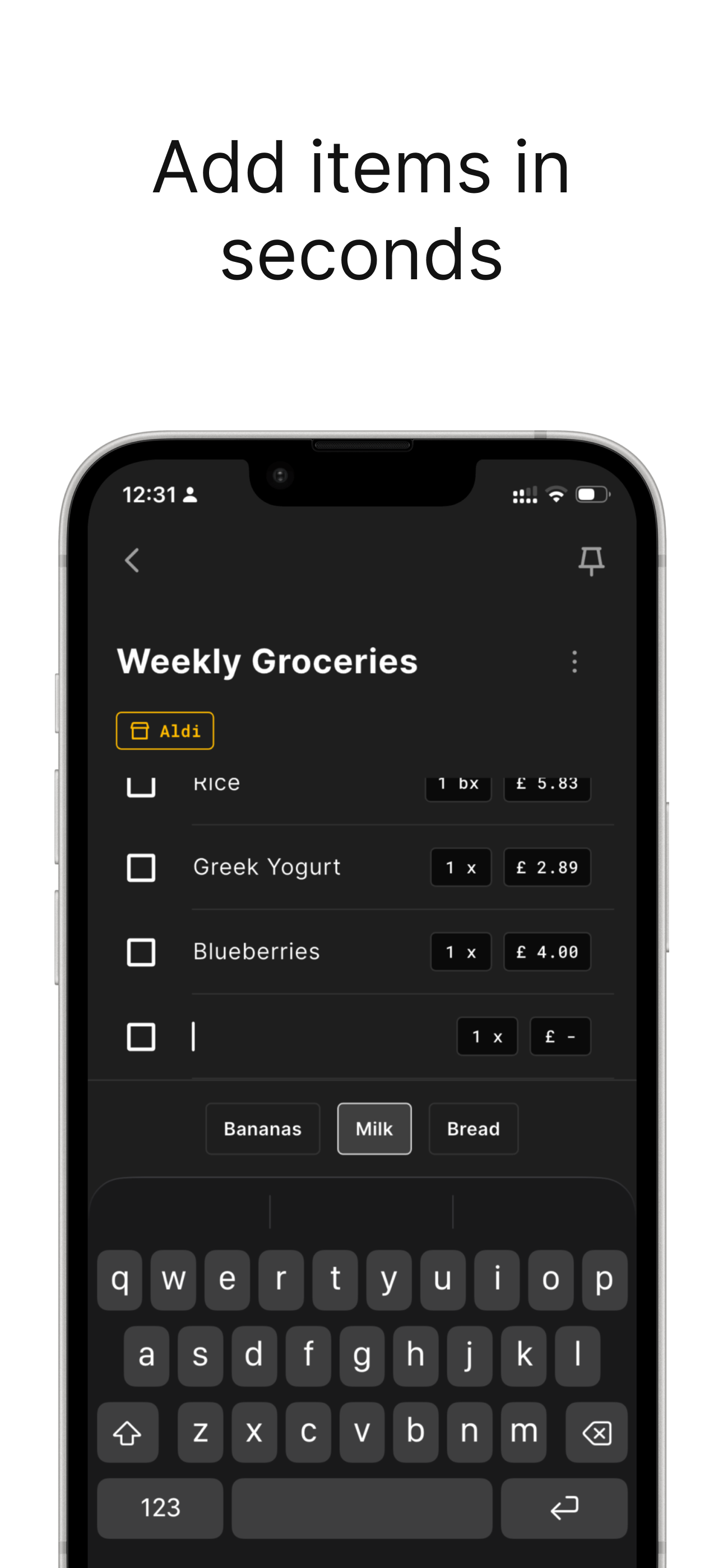 Shop Notes - Shopping Lists