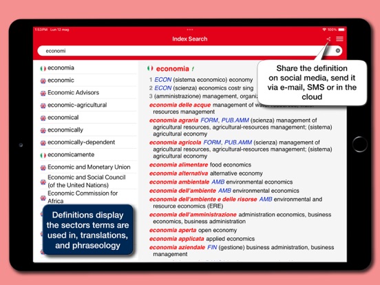 Business Dictionary EN-IT iPad screenshot