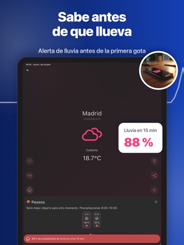 Alarma de lluvia Radar Lloverá iPad screenshot 1